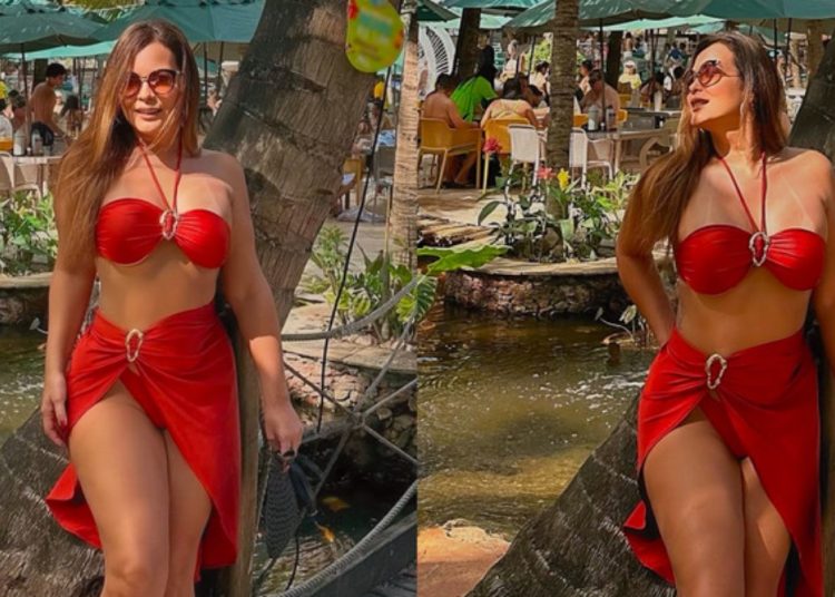 Geisy Arruda faz charme ao posar de biquíni em Fortaleza